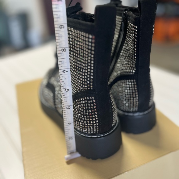 MADDEN GIRL Kurro Bedazzled Black Combat Boots Women Size 6.5 - Picture 7 of 8